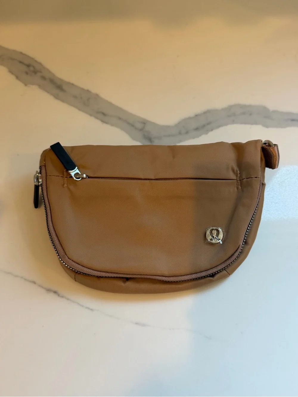 lululemon athletica Tan Crossbody Pouch with Silver Hardware